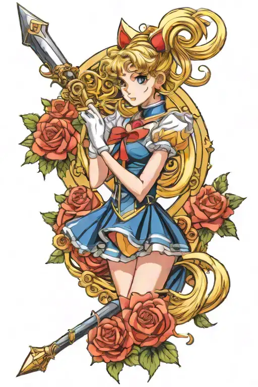 sailor moon wand tattoo design idea