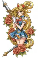 sailor moon wand tattoo design idea