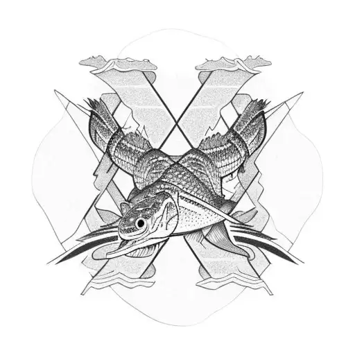 ouroborus northern pike tattoo design idea