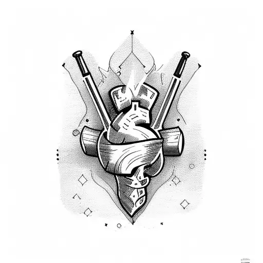 heart with AK 47 tattoo design idea
