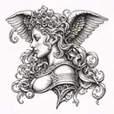 whispering angel in ear  tattoo design idea
