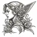 whispering angel in ear  tattoo design idea
