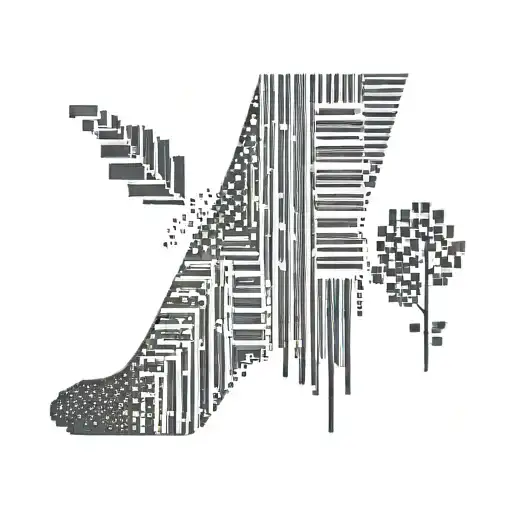 Design a dotwork tattoo of a pixelated barcode encircling the leg, symbolizing the client's love for tattoos and technology tattoo design idea