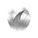 creek with tall grass tattoo design idea