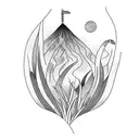 creek with tall grass tattoo design idea