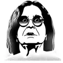 Ozzy osbourne in round sunglasses and word "paranoid" tattoo design idea