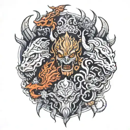 "Slavic monsters full sleeve" tattoo design idea