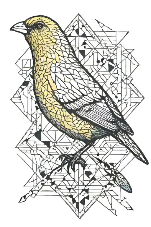 yellow canary minimal  tattoo design idea