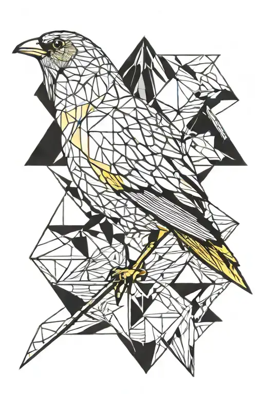 yellow canary minimal  tattoo design idea
