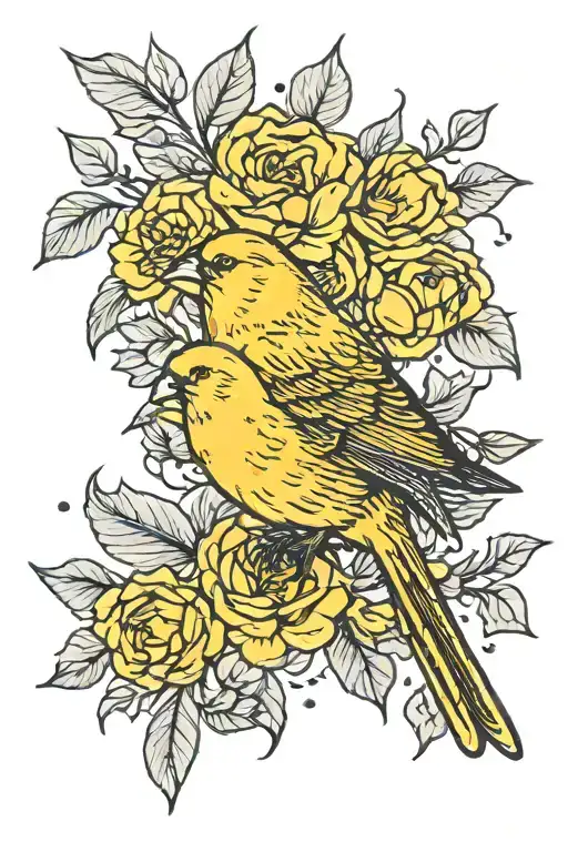 yellow canary minimal  tattoo design idea