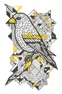 yellow canary minimal  tattoo design idea