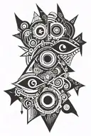 abstract occultic pattern, schematic eyes tattoo design idea