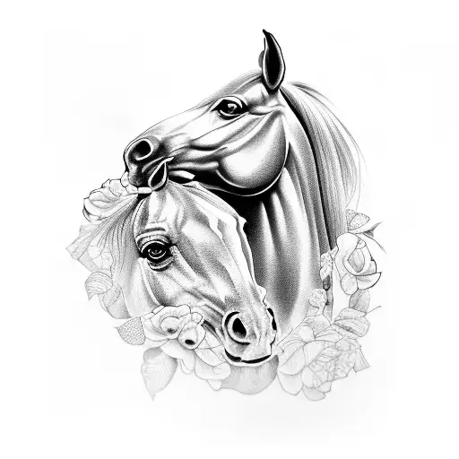 Realistic portrait of a horse's head tattoo design idea