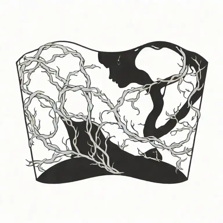 Vines wrapping around upper chest and arms like a necklace tattoo design idea