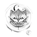 arrow, moon, black cat, Sagittarius tattoo design idea