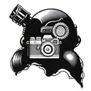 camera and army helmet tattoo design idea
