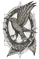 Half bird half vitruvian man  tattoo design idea