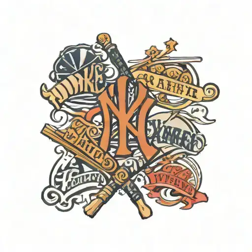 4 vertical New York Yankee Jersey's on the forearm with background filler  tattoo design idea