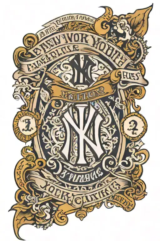 New York Yankees and numbers 11, 20, 23, 24 subtly incorporated tattoo design idea