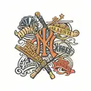 4 vertical New York Yankee Jersey's on the forearm with background filler  tattoo design idea