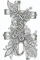 the words "so it goes" and a cross intertwined tattoo design idea