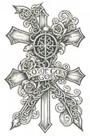 the words "so it goes" and a cross intertwined tattoo design idea