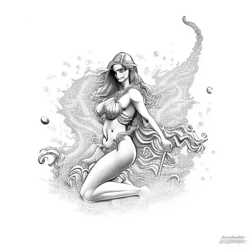Aphrodite on fire  tattoo design idea