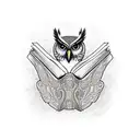 stack of books with owl flying out of them tattoo design idea