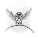 stack of books with owl flying out of them tattoo design idea