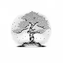 Bonsai pear tree tattoo design idea