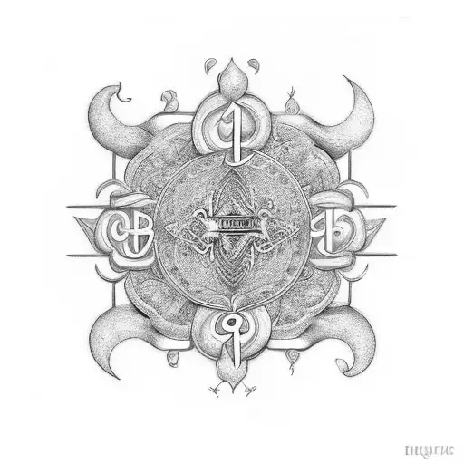 A beautifully intricate design incorporating the numbers 4, 16, and 23, representing your wedding date and love for numerology. tattoo design idea