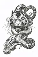 Japanese tiger fighting a snake  tattoo design idea
