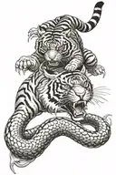 Japanese tiger fighting a snake  tattoo design idea