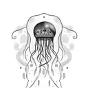 Jellyfish whit moon tattoo design idea