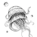 Jellyfish whit moon tattoo design idea