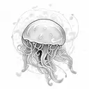 Jellyfish whit moon tattoo design idea