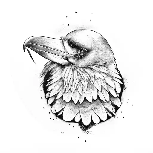 Raven with mandelas surrounding it tattoo design idea