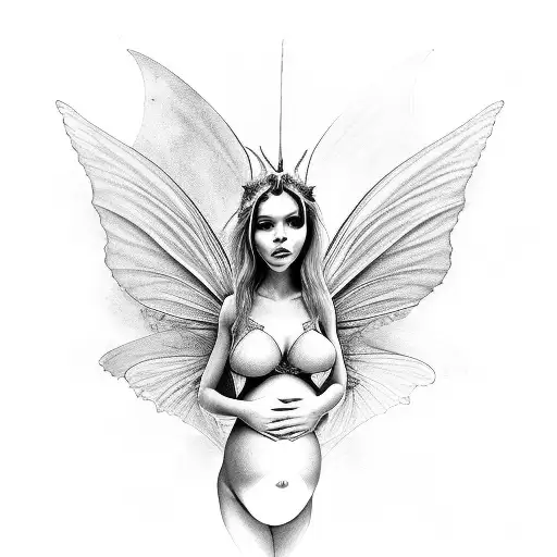 pregnant faery tattoo design idea