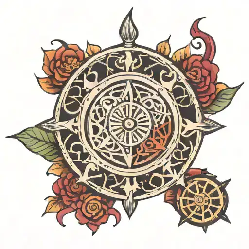 modern dharma wheel  tattoo design idea
