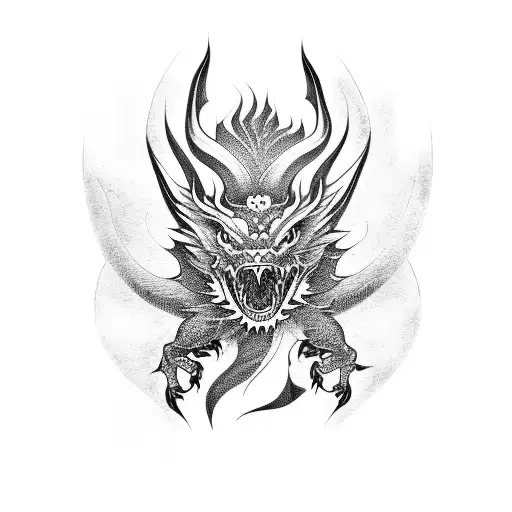 Japanese fudog dragon tattoo design idea