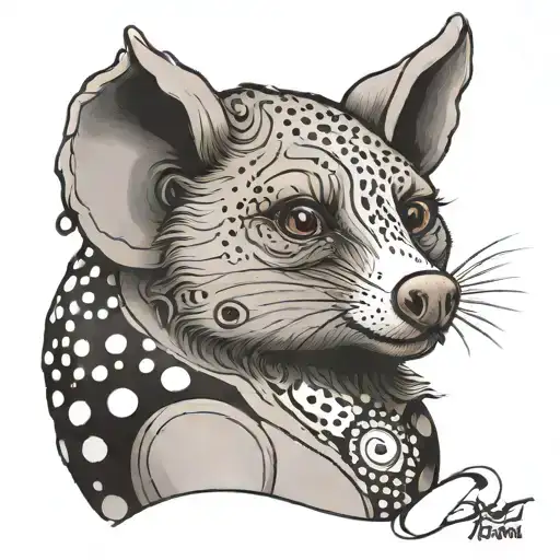 screaming possum in a tootoo with polkadots tattoo design idea