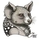 screaming possum in a tootoo with polkadots tattoo design idea
