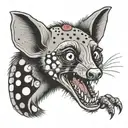 screaming possum in a tootoo with polkadots tattoo design idea