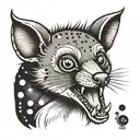 screaming possum in a tootoo with polkadots tattoo design idea
