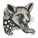 screaming possum in a tootoo with polkadots tattoo design idea
