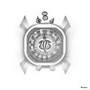 A casino chip with musical symbols tattoo design idea