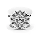 A casino chip with musical symbols tattoo design idea