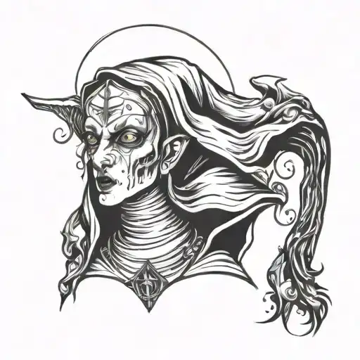 female nun demon tattoo design idea