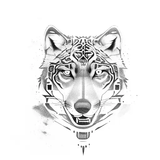 jaguar and wolf heads surrounded by amazon forest tattoo design idea