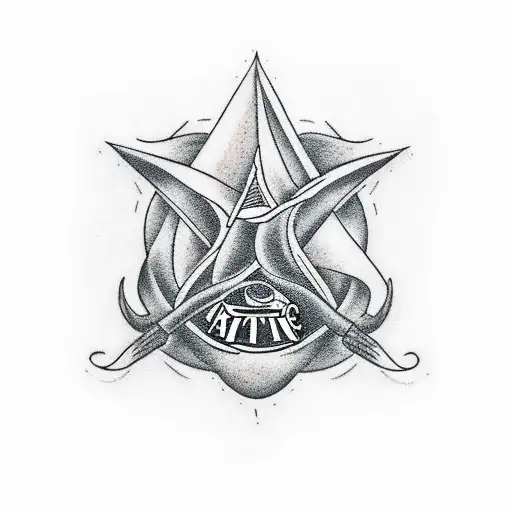 Design a black-grey tattoo of a stage with The Amity Affliction performing, incorporating elements from their album covers tattoo design idea